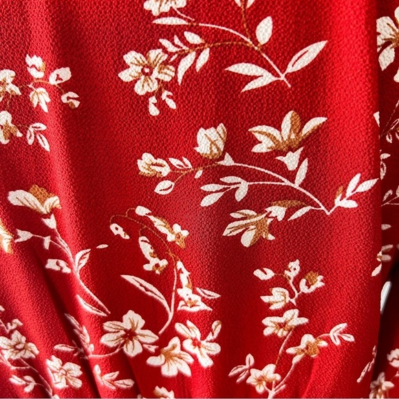 SHEIN Maternity Rust Orange Floral Print Surplice V Neck Short Sleeve Mini Dress - Picture 12 of 14